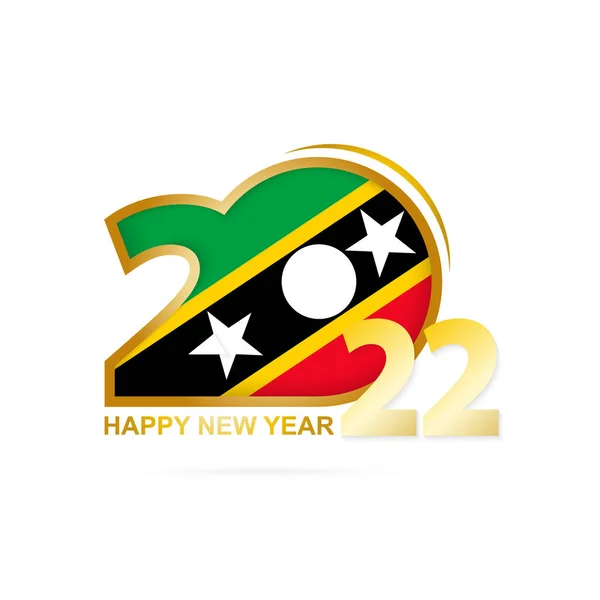 Saint Kitts Nevis Bayrağı Desenli 2022 Yılı Mutlu Yıllar Tasarımı — Stok Vektör