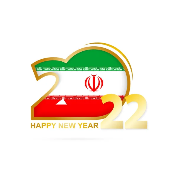 Jahr 2022 Mit Dem Muster Der Iranischen Flagge Frohes Neues — Stockvektor