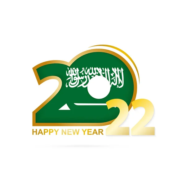 Año 2022 Con Patrón Bandera Arabia Saudita Feliz Año Nuevo — Vector de stock