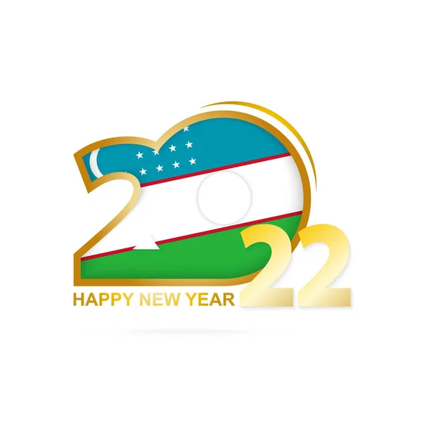 Año 2022 Con Patrón Bandera Uzbekistán Feliz Año Nuevo Diseño — Archivo Imágenes Vectoriales