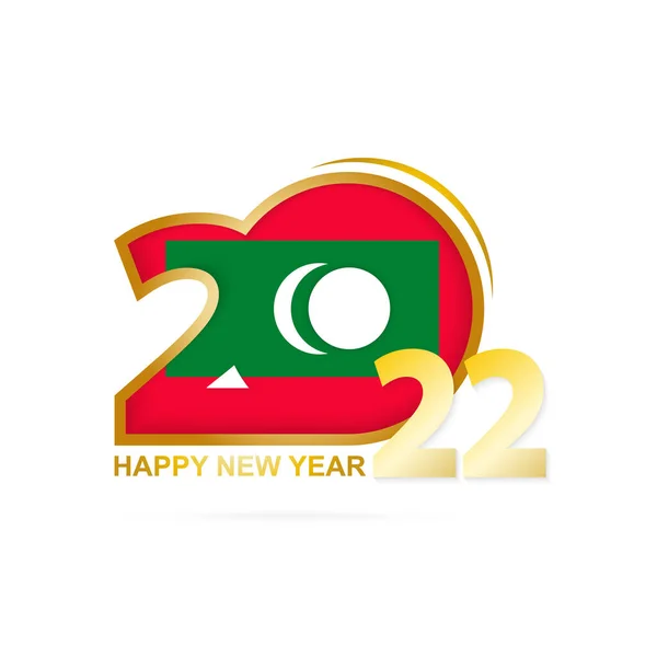 Έτος 2022 Maldives Μοτίβο Σημαία Καλή Χρονιά — Διανυσματικό Αρχείο