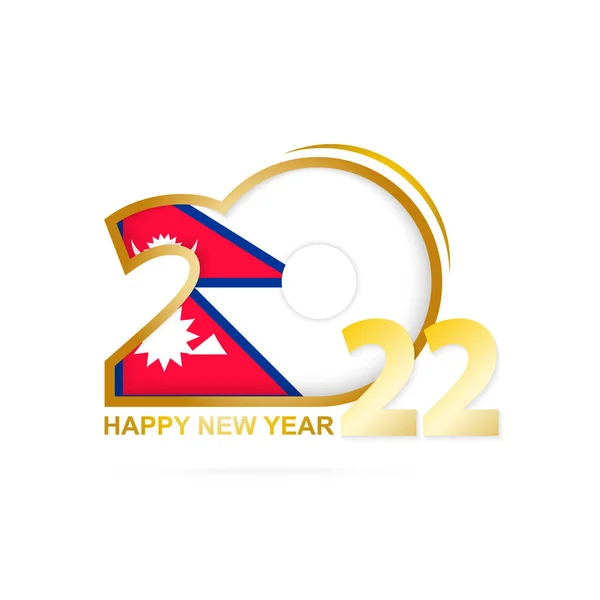 2022 Ben Nepál Zászlómintával Boldog Évet Design — Stock Vector