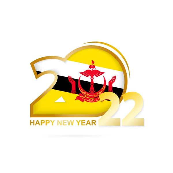 Year 2022 Brunei Flag Pattern Happy New Year Design — Stock Vector
