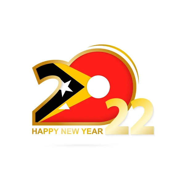 Année 2022 Avec Drapeau Timor Oriental Bonne Année Design — Image vectorielle