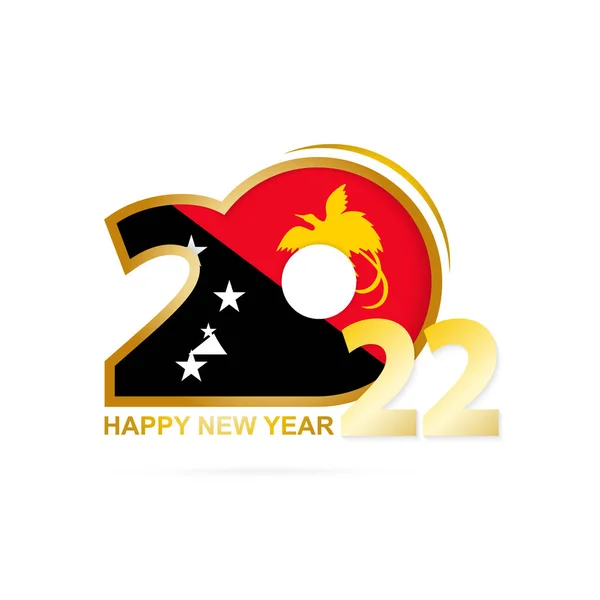 Año 2022 Con Patrón Bandera Papúa Nueva Guinea Feliz Año — Archivo Imágenes Vectoriales