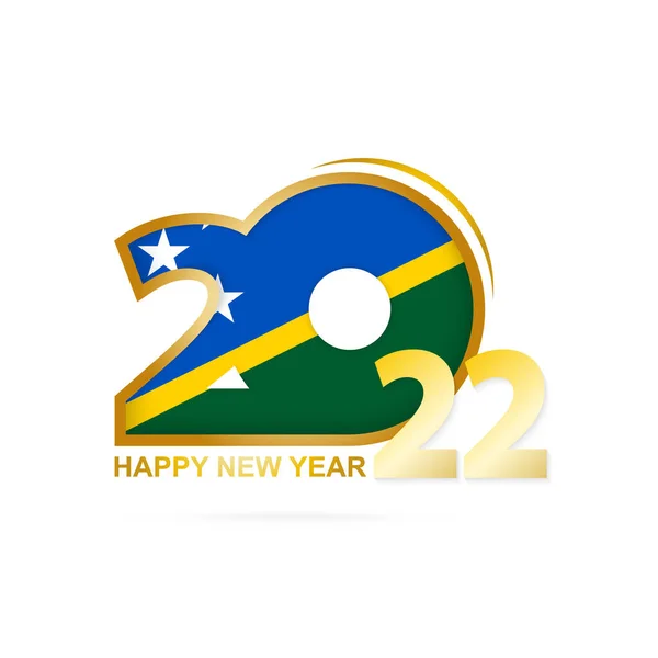 Año 2022 Con Patrón Bandera Las Islas Salomón Feliz Año — Archivo Imágenes Vectoriales