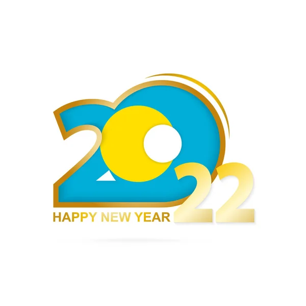 Año 2022 Con Patrón Palau Flag Feliz Año Nuevo Diseño — Archivo Imágenes Vectoriales