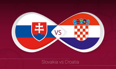 Slovakya, Futbol Şampiyonası 'nda Hırvatistan' a karşı, H Grubu, futbol arka planında bir ikona karşı..