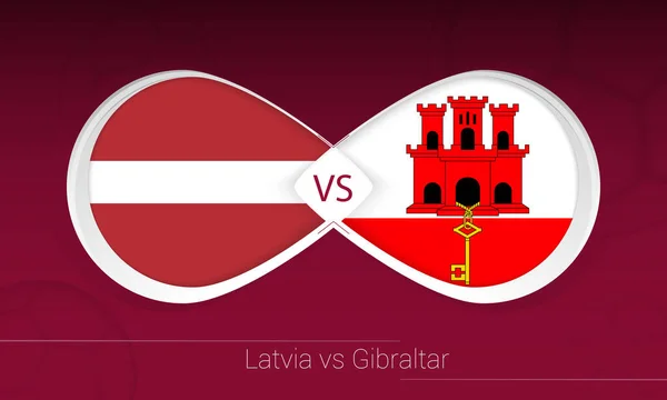 Letonia Gibraltar Competencia Fútbol Grupo Icono Fondo Del Fútbol — Vector de stock