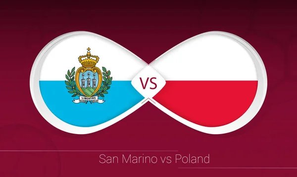 San Marino Polonia Competición Fútbol Grupo Icono Fondo Fútbol — Vector de stock