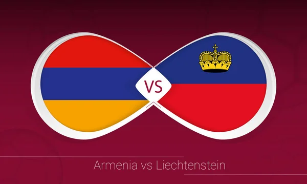 Örményország Kontra Liechtenstein Labdarúgó Versenyben Csoport Ikon Labdarúgó Háttér — Stock Vector