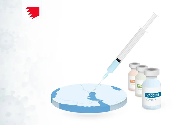Szczepienie Bahrajnie Zastosowaniem Innego Rodzaju Szczepionki Covid Koncepcja Wstrzyknięciem Szczepionki — Wektor stockowy