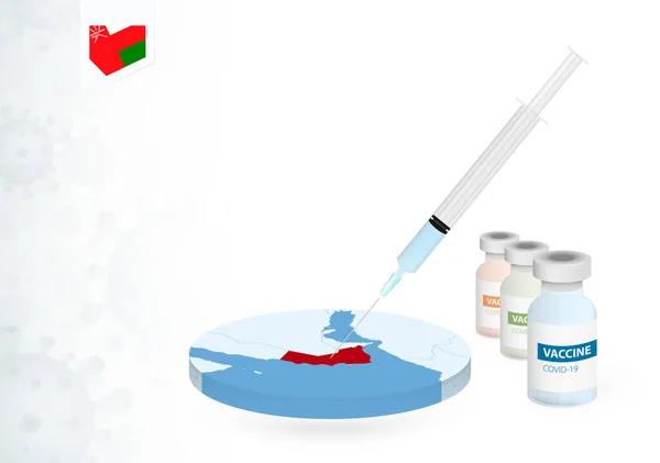 Vacinação Omã Com Diferentes Tipos Vacina Covid Conceito Com Injeção — Vetor de Stock