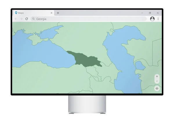 컴퓨터 모니터 Georgia Map Browser Search Country Georgia Web Mapping — 스톡 벡터