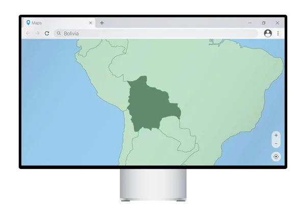 Computermonitor Mit Karte Von Bolivien Browser Suche Nach Dem Land — Stockvektor