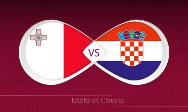 Futbol Şampiyonası 'nda Malta Hırvatistan' a karşı, Futbol arka planında H Grubu 'na karşı ikon.