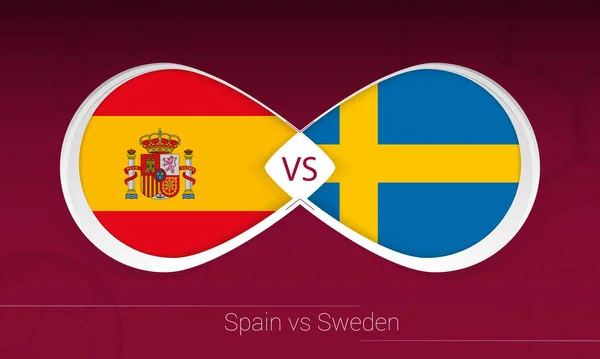 Іспанія Проти Швеції Футбольному Змаганні Група Футбольному Фоні — стоковий вектор