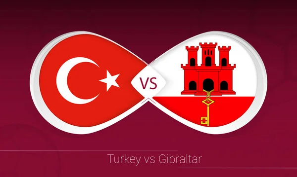 Türkiye Futbol Müsabakasında Cebelitarık Karşı Grubu Futbol Arka Planında Ikona — Stok Vektör