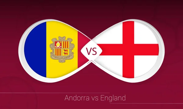 Andorra Inglaterra Competición Fútbol Grupo Icono Fondo Fútbol — Vector de stock