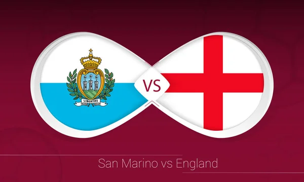 San Marino Inglaterra Competición Fútbol Grupo Icono Fondo Fútbol — Vector de stock