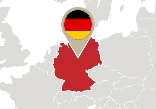 Germany on Europe map — Stock Vector