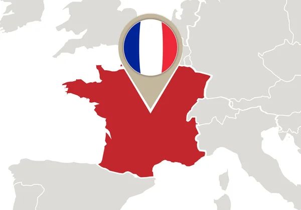 Франції на карті Європи — стоковий вектор
