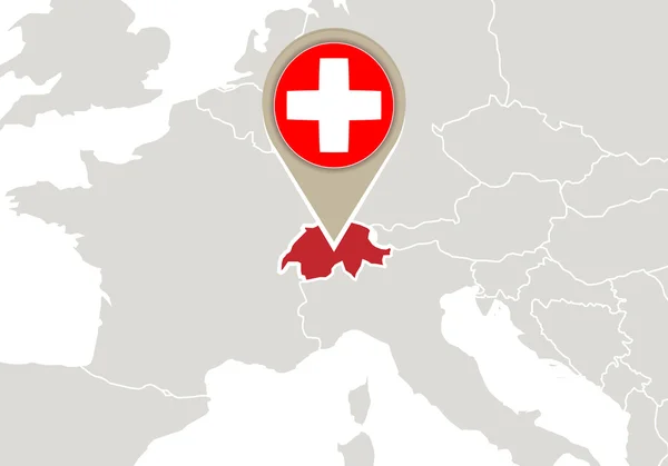 Suiza en europa mapa — Vector de stock