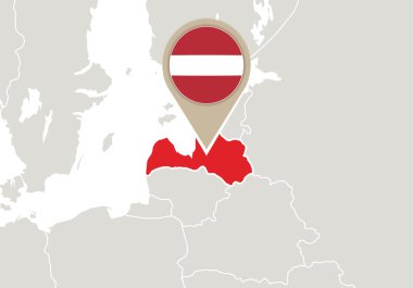 Letonya Avrupa harita üzerinde