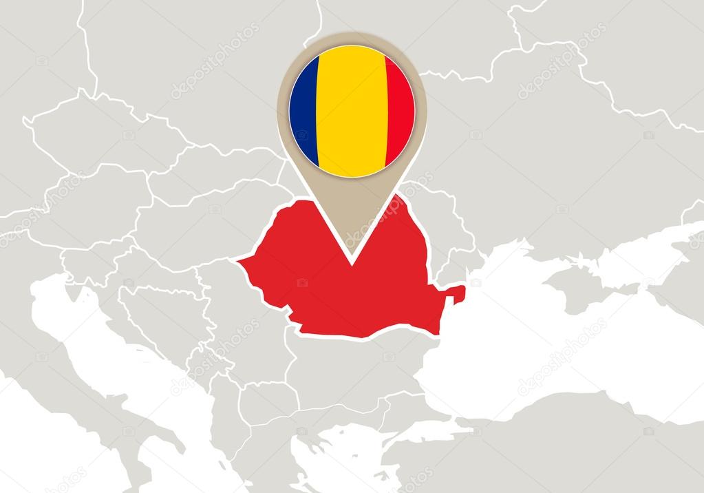 Romania on Europe map