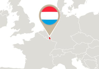 Lüksemburg Avrupa harita üzerinde