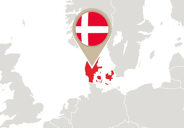 Dánia-Európa Térkép — Stock Vector