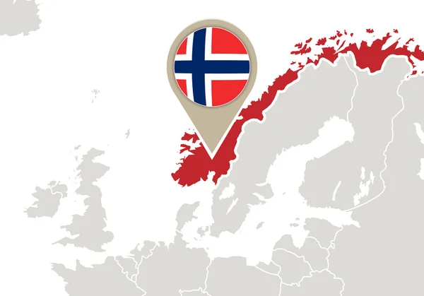 Norwegen auf der Europakarte — Stockvektor