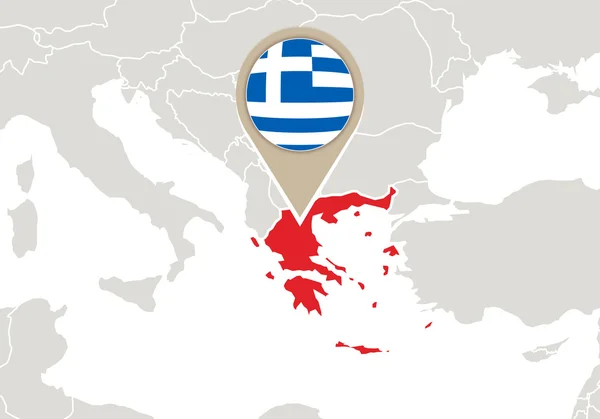 Yunanistan Avrupa harita üzerinde — Stok Vektör