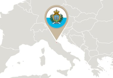San Marino Avrupa harita üzerinde
