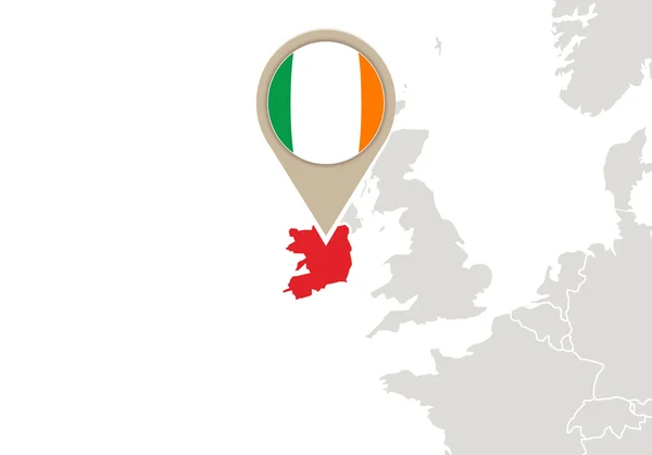 Irlandia na mapę Europy — Wektor stockowy