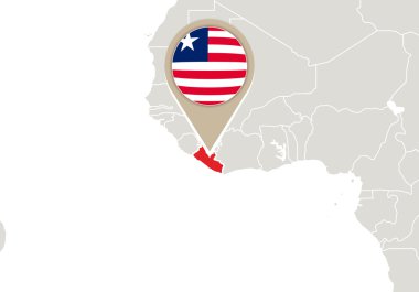 Liberya dünya haritası üzerinde