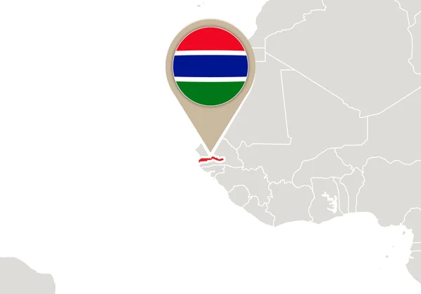 Gambia på världskartan — Stock vektor