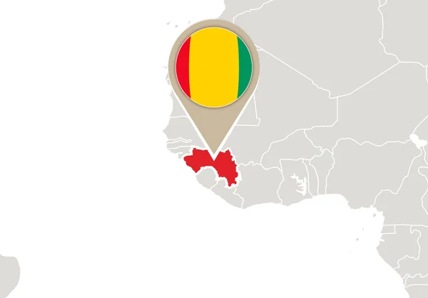 Guinée sur la carte du monde — Image vectorielle