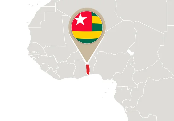 Togo sur la carte du monde — Image vectorielle