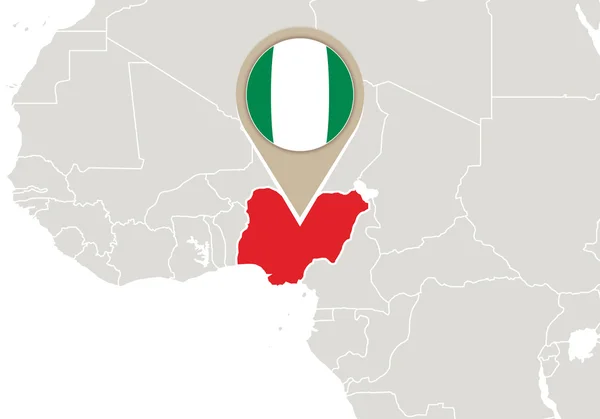 Nigeria on World map — Stock Vector