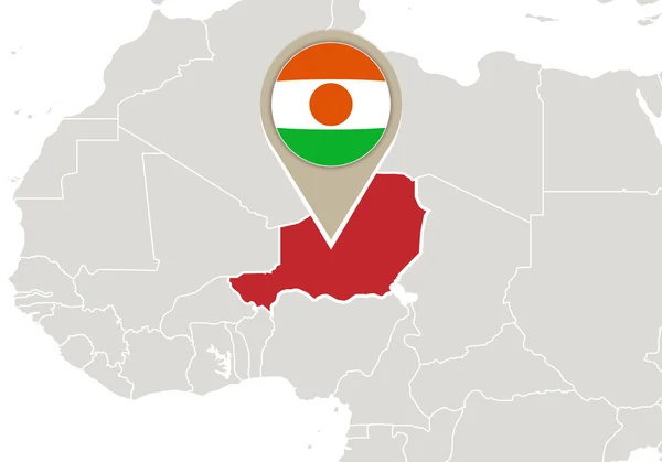 Niger sur la carte du monde — Image vectorielle