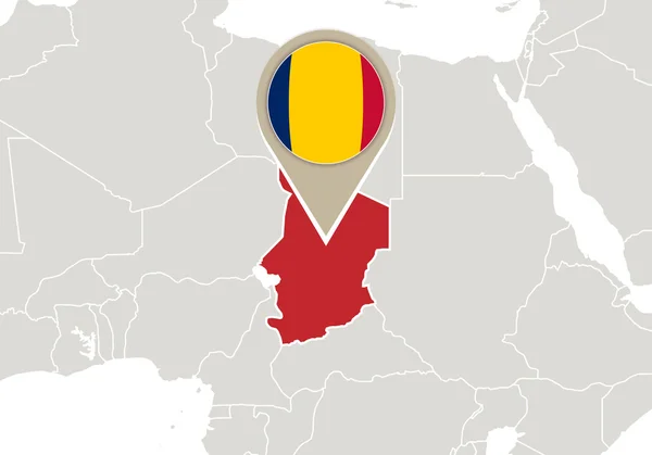 Tchad sur la carte du monde — Image vectorielle