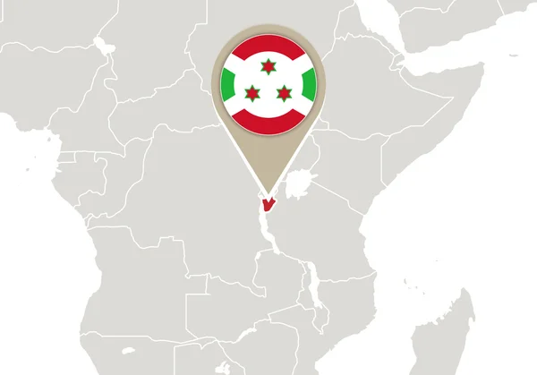 Burundi sur la carte du monde — Image vectorielle