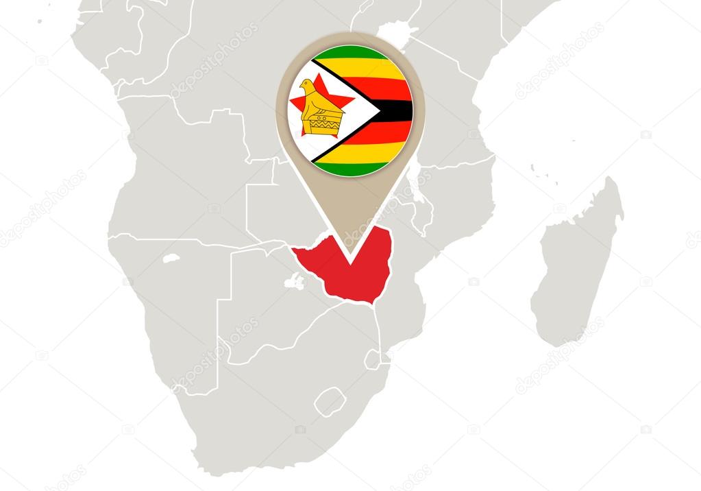 Zimbabwe Sur La Carte Du Monde Image Vectorielle Boldg