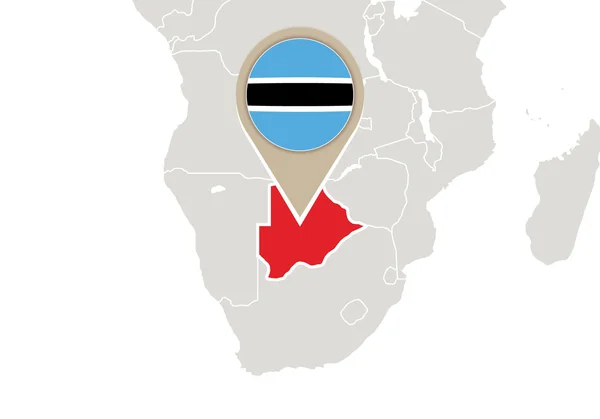 Botsuana no mapa do mundo —  Vetores de Stock