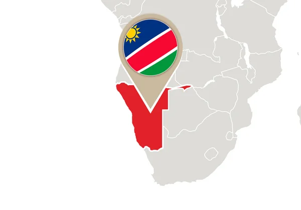 Namíbia no mapa do mundo —  Vetores de Stock