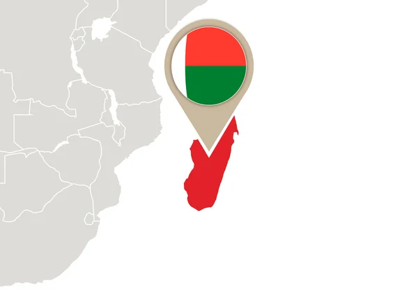 Madagaskar på världskartan — Stock vektor