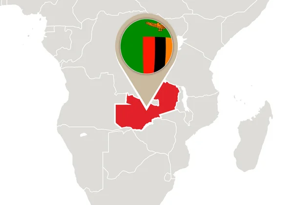 世界地図上のザンビア — ストックベクタ