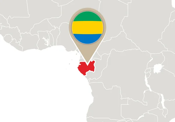 Gabon on World map — Stock Vector