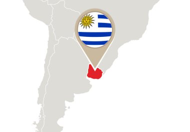 Dünya Haritası üzerinde Uruguay